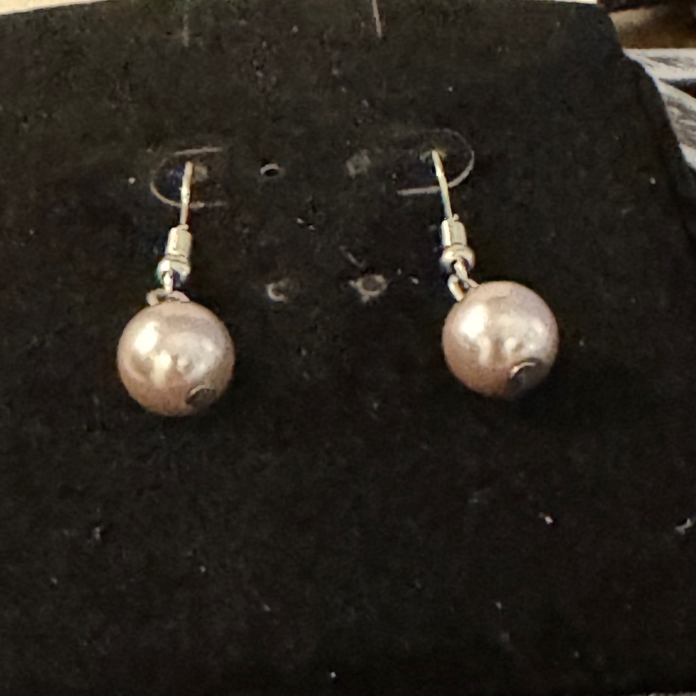 Silvertone Ball Earrings for pierced ears